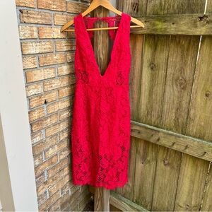 Revolve X by NBD Red Scarlett Lace Midi Dress